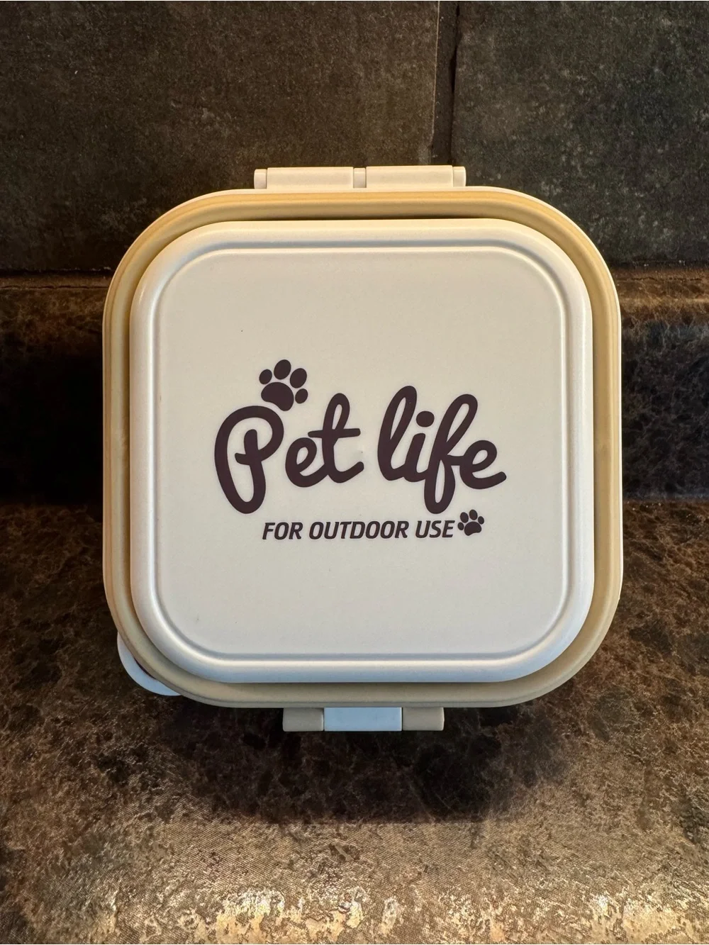 Pet Life Outdoor Travel Pet Bowl - Cream and Tan